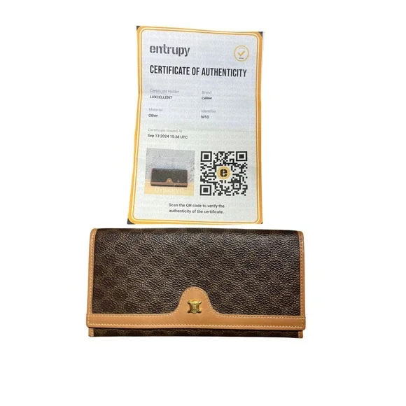 Celine Macadam Triomphe Wallet Brown Coated Canvas Vintage M10 Made in Italy - Picture 11 of 11